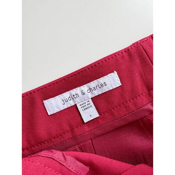 NWOT JUDITH & CHARLES Red Wool Suiting Cuffed Cropped Trousers Pants, Size 2 - Picture 9 of 11
